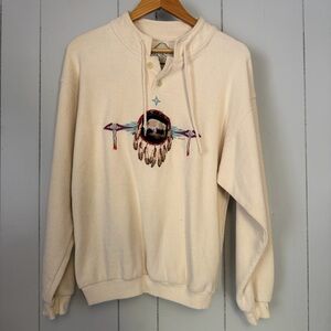 Vintage HABITAT Embroidered Buffalo Sweatshirt Adult Size Medium Native American